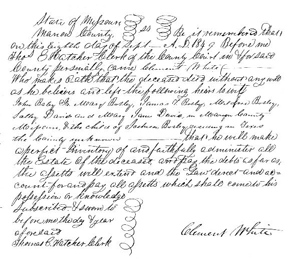 John Bosley Sr. inventory of heirs